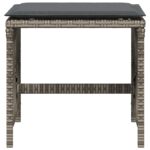 vidaXL Záhradné taburetky s vankúšmi 4 ks sivé 41x41x36 cm polyratan – Obrázok 5