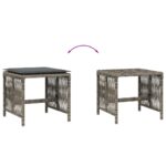vidaXL Záhradné taburetky s vankúšmi 4 ks sivé 41x41x36 cm polyratan – Obrázok 7
