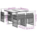 vidaXL 5-dielna záhradná jedálenská sada vankúše bledosivá polyratan – Obrázok 9