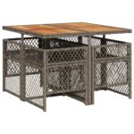 vidaXL 5-dielna záhradná jedálenská sada s podložkami sivá polyratan – Obrázok 5