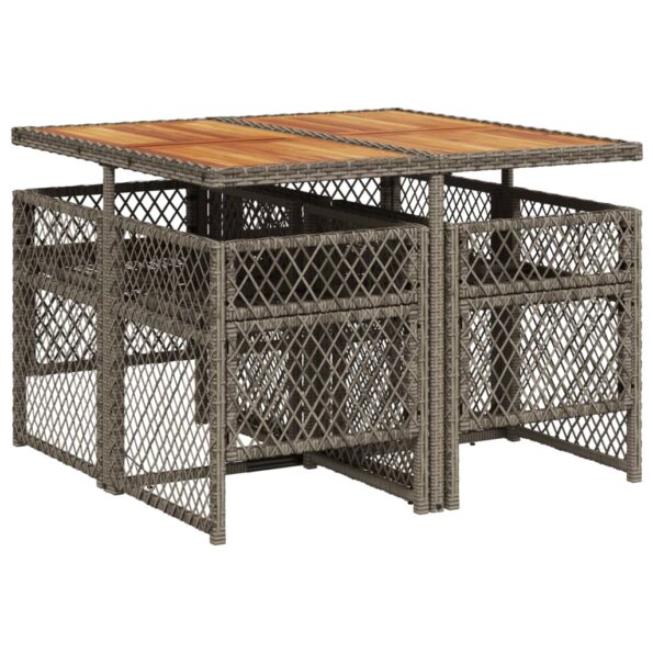 vidaXL 5-dielna záhradná jedálenská sada s podložkami sivá polyratan – Obrázok 5