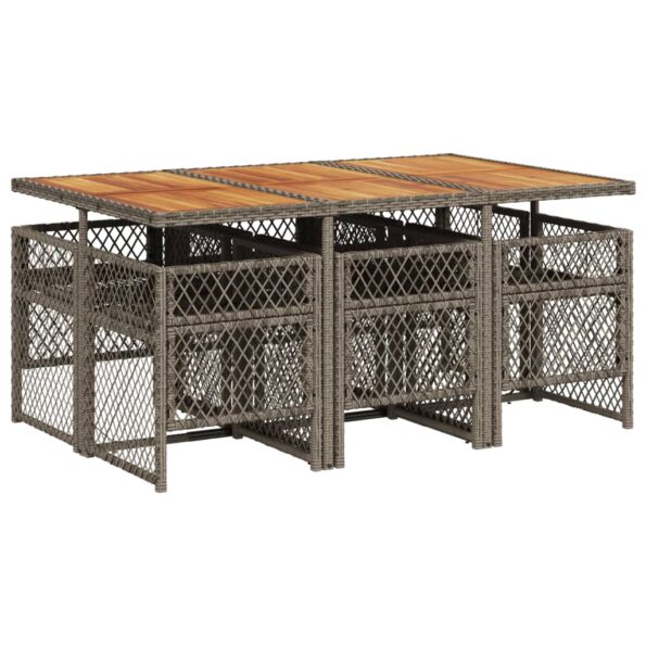 vidaXL 7-dielna záhradná jedálenská sada s podložkami sivá polyratan – Obrázok 5