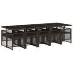 vidaXL 11-dielna záhradná sedacia súprava a vankúše hnedá polyratan – Obrázok 5