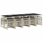 vidaXL 11-dielna záhr. jedálenská súprava vankúše svetlosivá polyratan – Obrázok 5