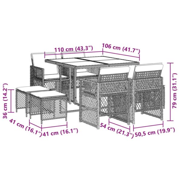 VXL8721012292369_g_en_hd_9.jpg vidaXL 9-dielna záhr. jedálenská súprava s vankúšmi béžová polyratan – Obrázok 11