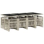 vidaXL 13-dielna záhrad. jedálenská súprava vankúš bledosivá polyratan – Obrázok 6