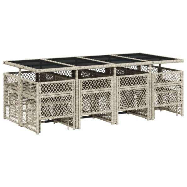 vidaXL 13-dielna záhrad. jedálenská súprava vankúš bledosivá polyratan – Obrázok 6