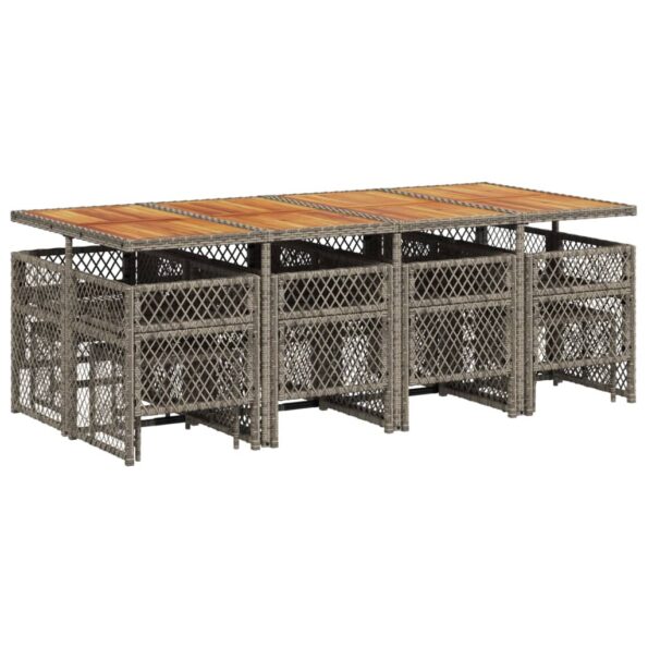 vidaXL 13-dielna záhrad. jedálenská súprava s vankúšmi sivá polyratan – Obrázok 6