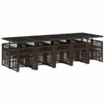 vidaXL 15-dielna záhradná jedálenská súprava a vankúše hnedá polyratan – Obrázok 6