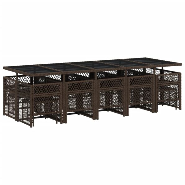 vidaXL 15-dielna záhradná jedálenská súprava a vankúše hnedá polyratan – Obrázok 6