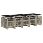 vidaXL 15-dielna záhr.jedálen. súprava s vankúšmi svetlosivá polyratan – Obrázok 3