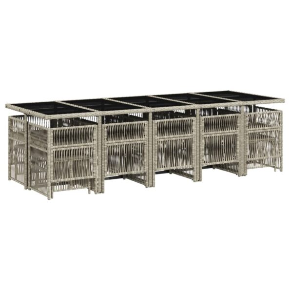 vidaXL 15-dielna záhr.jedálen. súprava s vankúšmi svetlosivá polyratan – Obrázok 3