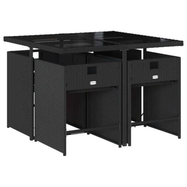 vidaXL 5-dielna záhradná jedálenská súprava a vankúše čierna polyratan – Obrázok 3