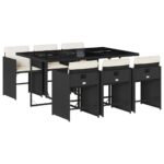 vidaXL 7-dielna záhradná jedálenská súprava a vankúše čierna polyratan – Obrázok 2
