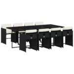 vidaXL 9-dielna záhradná jedálenská sada s vankúšmi čierna polyratan – Obrázok 2