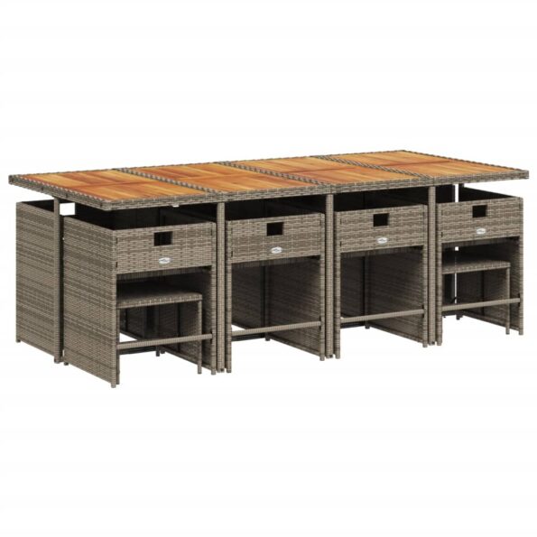 vidaXL 13-dielna záhrad. jedálenská súprava s vankúšmi sivá polyratan – Obrázok 3