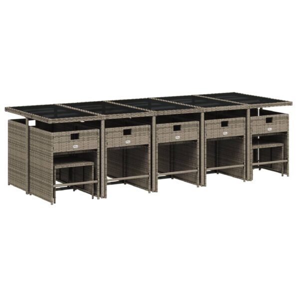 vidaXL 15-dielna záhrad. jedálenská súprava s vankúšmi sivá polyratan – Obrázok 3