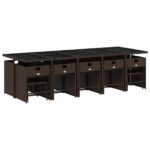 vidaXL 15-dielna záhradná jedálenská súprava a vankúše hnedá polyratan – Obrázok 3