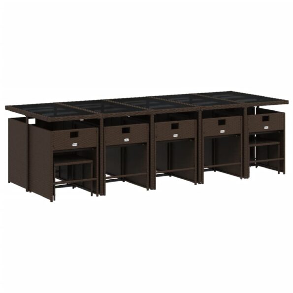 vidaXL 15-dielna záhradná jedálenská súprava a vankúše hnedá polyratan – Obrázok 3