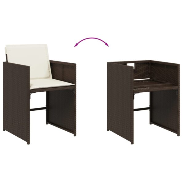 vidaXL 15-dielna záhradná jedálenská súprava a vankúše hnedá polyratan – Obrázok 7