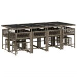 vidaXL 13-dielna záhrad. jedálenská súprava s vankúšmi sivá polyratan – Obrázok 3