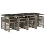 vidaXL 9-dielna záhradná jedálenská sada s podložkami sivá polyratan – Obrázok 3