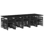 vidaXL 15-dielna záhr. jedálenská súprava s vankúšmi čierna polyratan – Obrázok 3