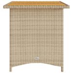 vidaXL Záhradný stôl s drevenou doskou béžový 110x68x70 cm polyratan – Obrázok 5
