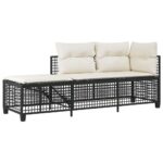 vidaXL 3-dielna rohová záhr. sedacia sada s vankúšmi polyratan čierna – Obrázok 4