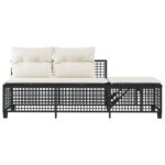 vidaXL 3-dielna rohová záhr. sedacia sada s vankúšmi polyratan čierna – Obrázok 7