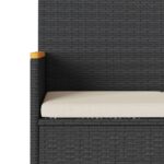 vidaXL 3-miestna záhradná lavica s vankúšmi čierna polyratan – Obrázok 7