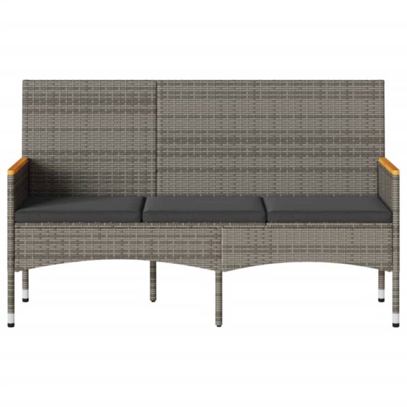 vidaXL 3-miestna záhradná lavica s vankúšmi sivá polyratan – Obrázok 4