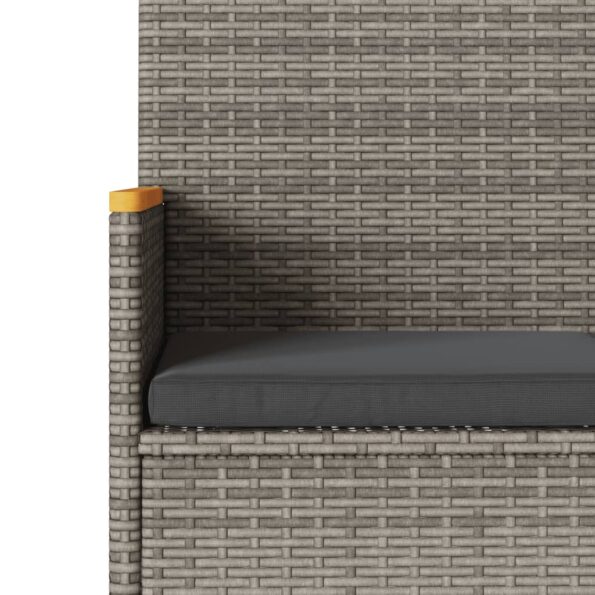 vidaXL 3-miestna záhradná lavica s vankúšmi sivá polyratan – Obrázok 7