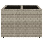 vidaXL Záhr. stôl so sklenenou doskou bledosivá 55x55x37 cm polyratan – Obrázok 4