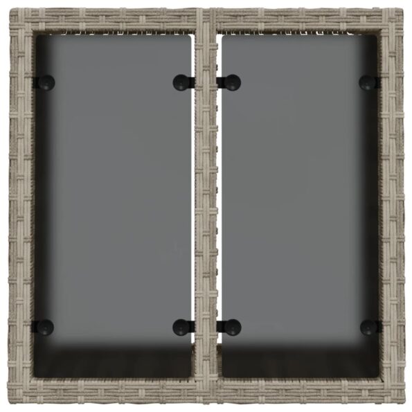 vidaXL Záhr. stôl so sklenenou doskou bledosivá 55x55x37 cm polyratan – Obrázok 6