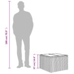 vidaXL Záhr. stôl so sklenenou doskou bledosivá 55x55x37 cm polyratan – Obrázok 7