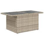 vidaXL Záhradný stôl+sklenená doska, svetlosivý 100x55x73cm, polyratan – Obrázok 7