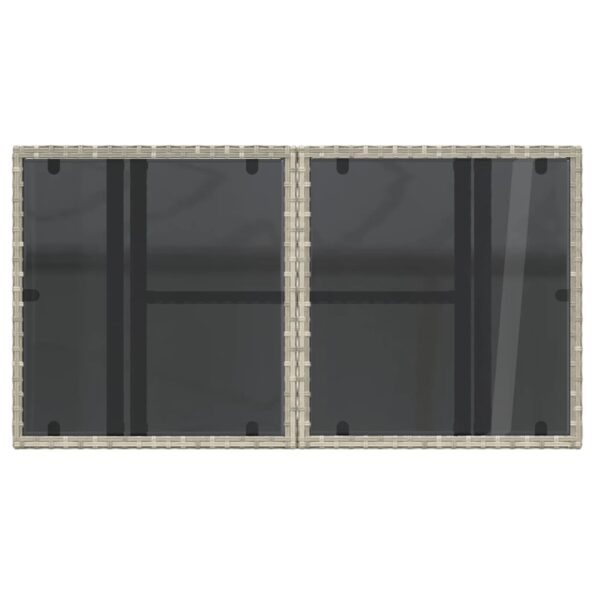 vidaXL Záhradný stôl+sklenená doska, svetlosivý 100x55x73cm, polyratan – Obrázok 9