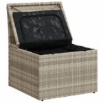 vidaXL Záhradné kreslo bez opierok s podložkami, svetlosivé, polyratan – Obrázok 9