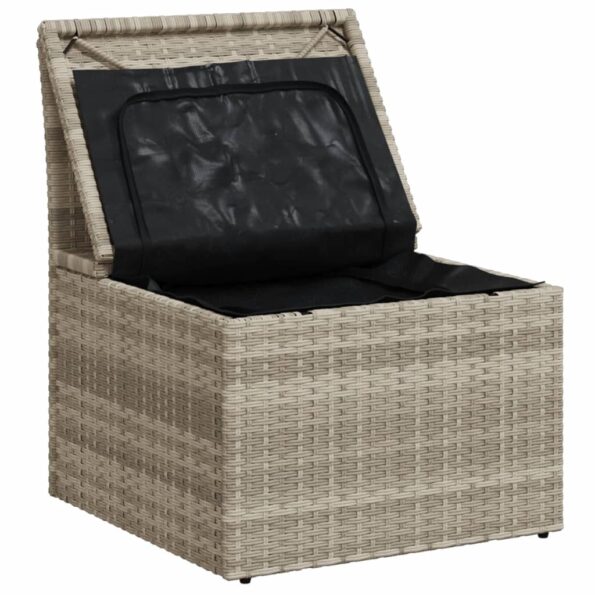 vidaXL Záhradné kreslo bez opierok s podložkami, svetlosivé, polyratan – Obrázok 9