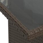 vidaXL Záhradný stôl so sklenenou doskou hnedý 100x55x73 cm polyratan – Obrázok 10