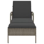vidaXL Záhradné ležadlo s vankúšmi sivé 63x200x81 cm polyratan – Obrázok 4