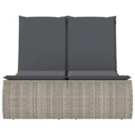 vidaXL Dvojité ležadlo s podložkami bledosivé polyratan – Obrázok 4