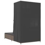 vidaXL Dvojité ležadlo so strieškou a závesmi sivé polyratan – Obrázok 6