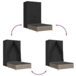 vidaXL Dvojité ležadlo so strieškou a závesmi sivé polyratan – Obrázok 7