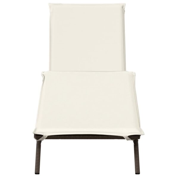 vidaXL Ležadlo s vankúšom hnedé polyratan – Obrázok 4