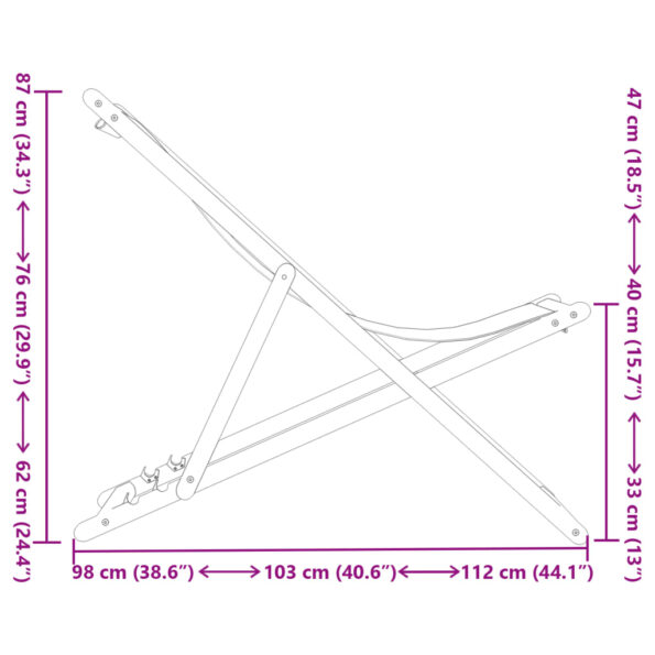 vidaXL Skladacie plážové kreslo vzor listov masívny eukalyptus a látka – Obrázok 12