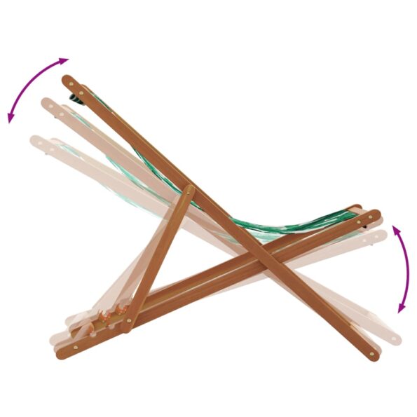 vidaXL Skladacie plážové kreslo vzor listov masívny eukalyptus a látka – Obrázok 8