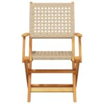 vidaXL Záhradné stoličky 2 ks béžové masívne akáciové drevo polyratan – Obrázok 5