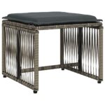 vidaXL 7-dielna záhradná jedálenská sada s podložkami sivá polyratan – Obrázok 4